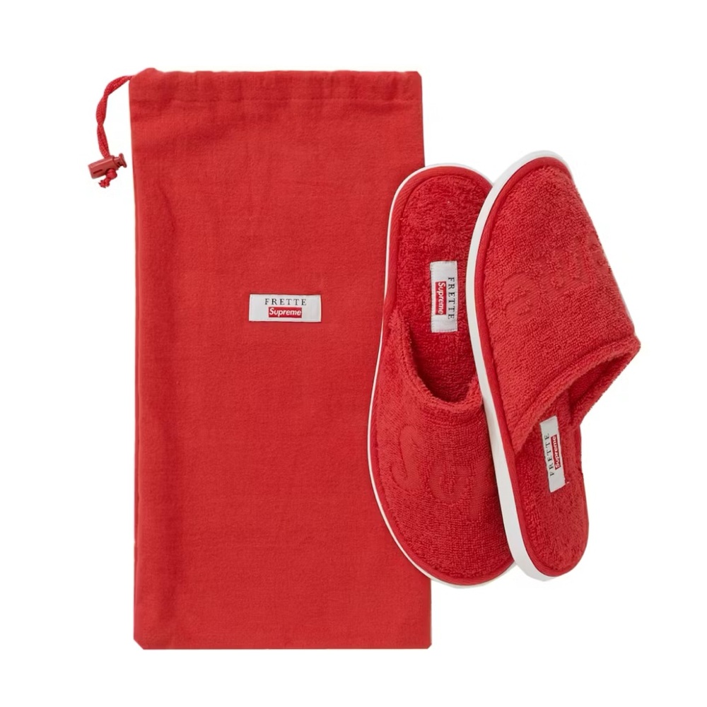 Supreme Red Frette Slippers US 8-10